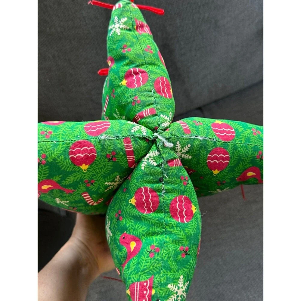 Vintage Handcrafted Handmade Plush 3D Stuffed Christmas Tree Table Top Decor
